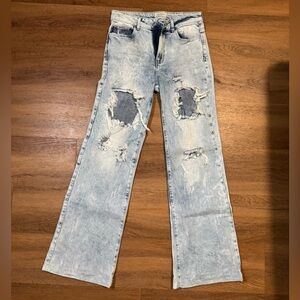 Distressed wide leg Light Blue women’s Jeans
